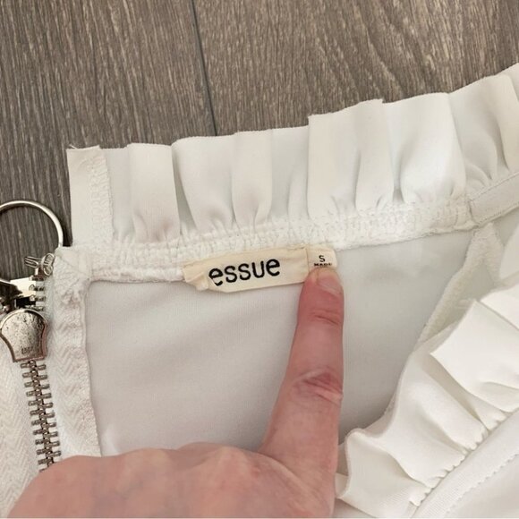 Women's Essue Top Blouse Off Shoulder Split Wide Flare Sleeve Cropped Off White - Picture 12 of 15